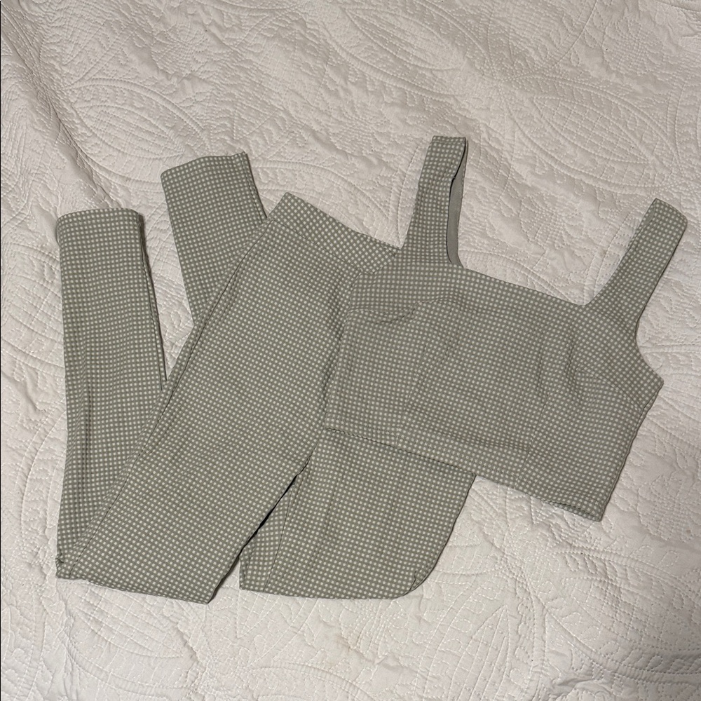 Women's Gray Checkered Pants and Top Set